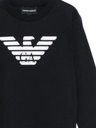 T-shirt per bambino Emporio Armani Kids blu con logo aquila - Rubino Kids
