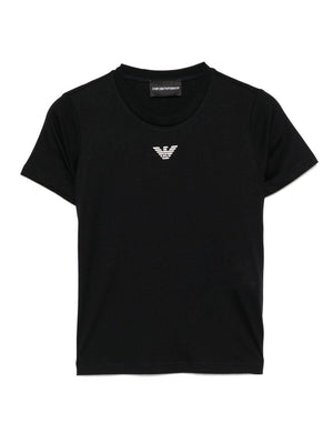 Emporio Armani Kids blue T-shirt with Eagle logo on the front