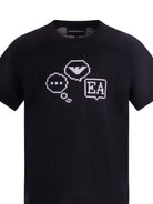 T-shirt per bambino Emporio Armani Kids blu con monogramma effetto pixel sul davanti - Rubino Kids