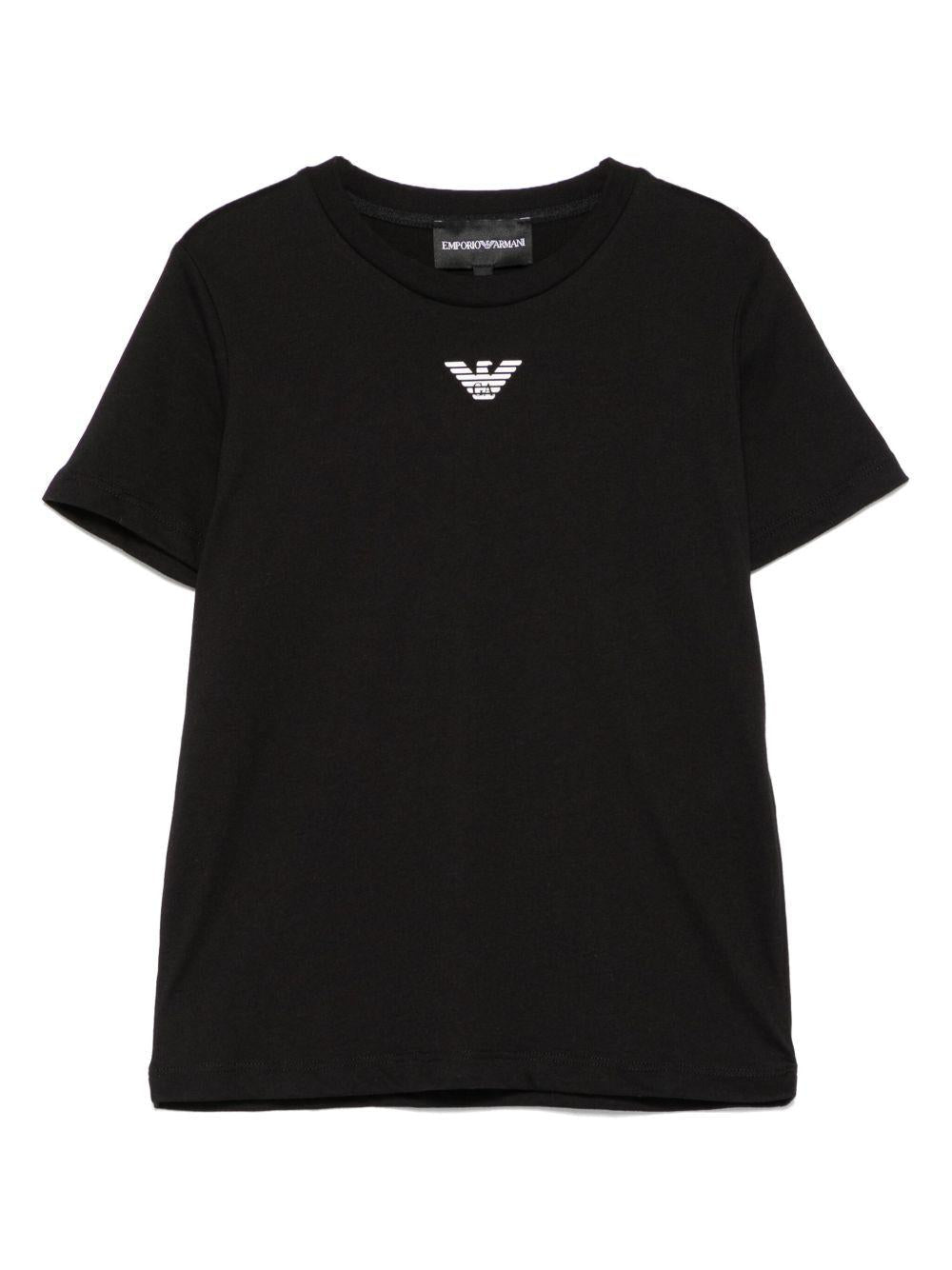 T-shirt per bambino Emporio Armani Kids nera con logo sul davanti - Rubino Kids