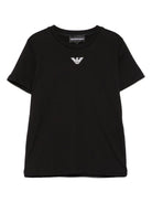 T-shirt per bambino Emporio Armani Kids nera con logo sul davanti - Rubino Kids
