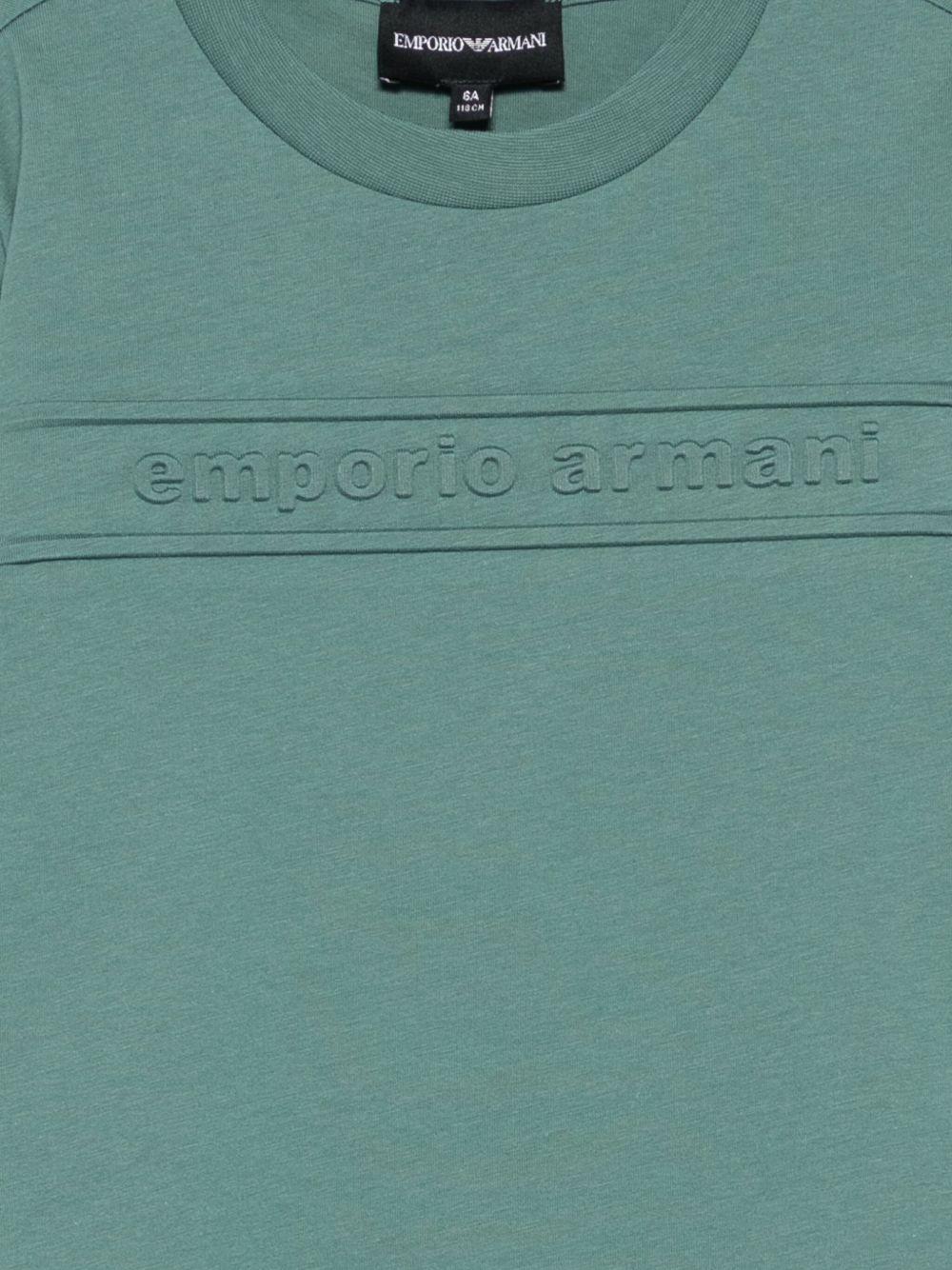 T-shirt per bambino Emporio Armani Kids verde con logo in rilievo - Rubino Kids
