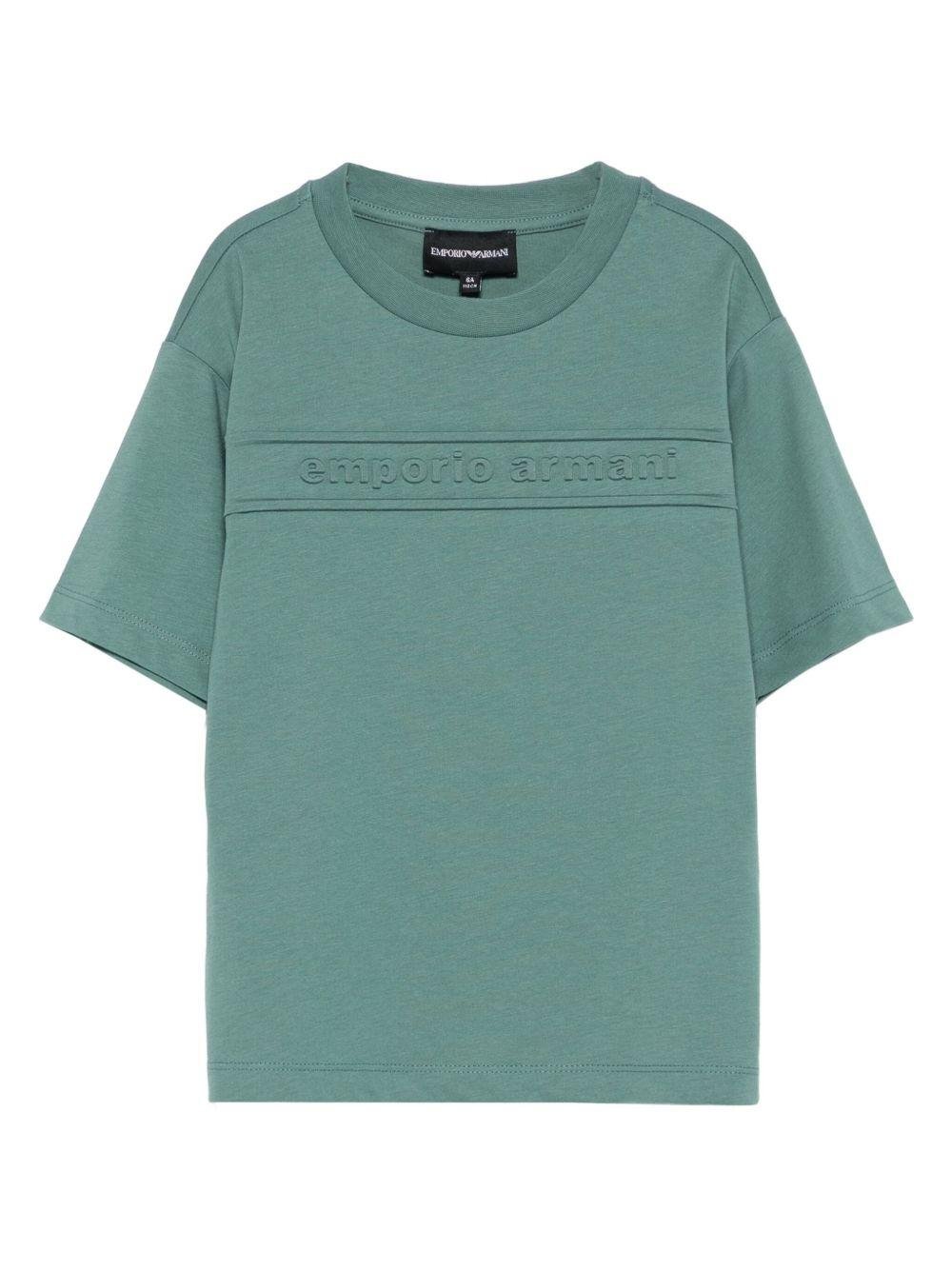 T-shirt per bambino Emporio Armani Kids verde con logo in rilievo - Rubino Kids