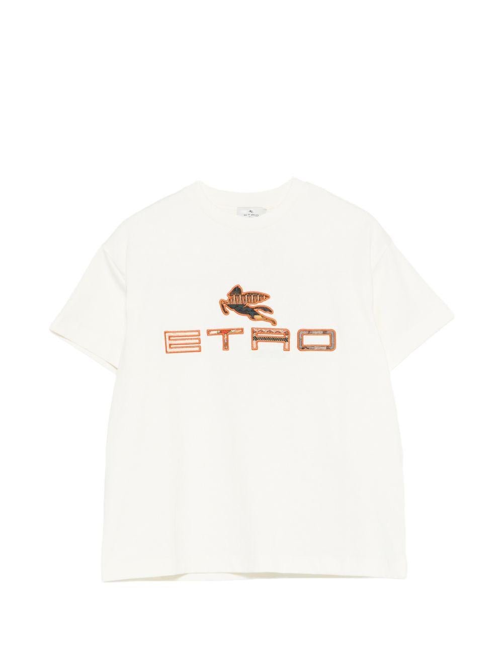 T-shirt per bambino Etro Kids bianca con dettaglio logo sul davanti - Rubino Kids