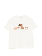T-shirt per bambino Etro Kids bianca con dettaglio logo sul davanti - Rubino Kids