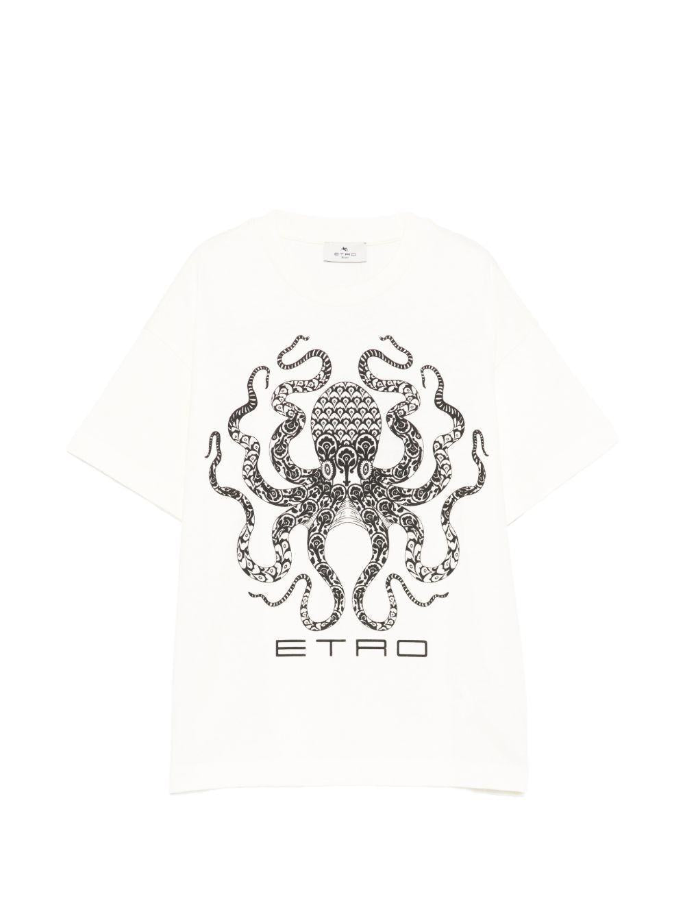 T-shirt per bambino Etro Kids bianca con stampa polpo - Rubino Kids