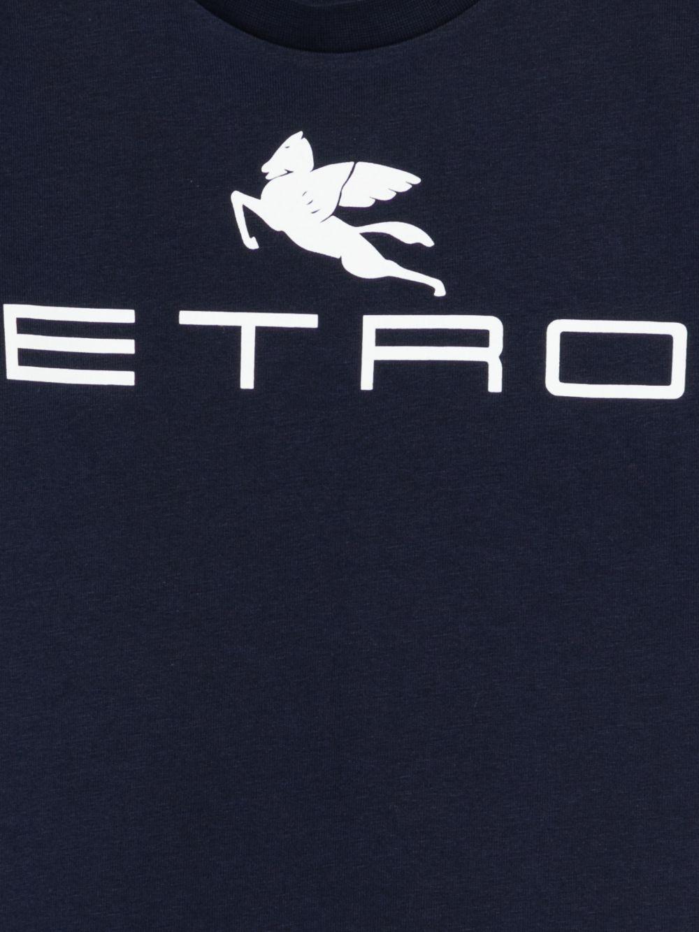T-shirt per bambino Etro Kids blu navy con dettaglio logo - Rubino Kids