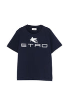 T-shirt per bambino Etro Kids blu navy con dettaglio logo - Rubino Kids