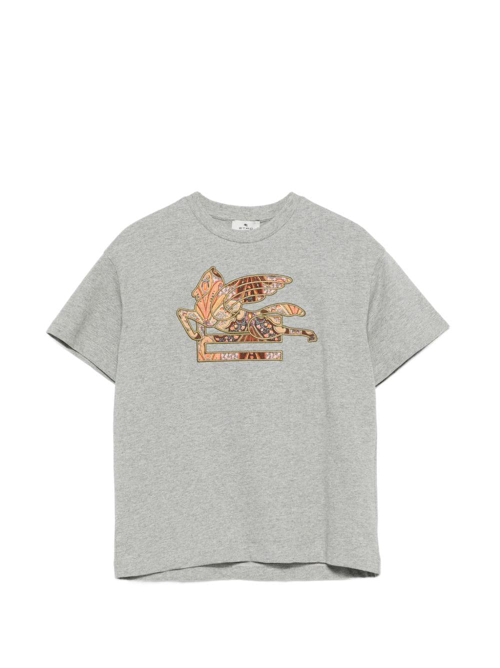 T-shirt per bambino Etro Kids grigia con logo applicato - Rubino Kids