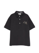 T-shirt per bambino Etro Kids nera con colletto stile polo - Rubino Kids