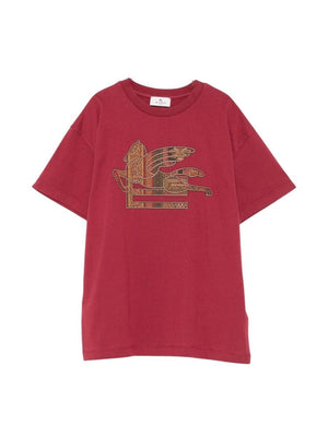 T-shirt per bambino ETRO KIDS rossa con motivo Pegaso sul davanti