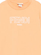 T-shirt per bambino Fendi Kids arancione con logo sul davanti - Rubino Kids