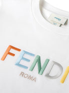 T-shirt per bambino Fendi Kids bianca con logo ricamato - Rubino Kids