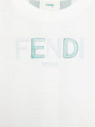 T-shirt per bambino Fendi Kids bianco con stampa a righe sul retro - Rubino Kids