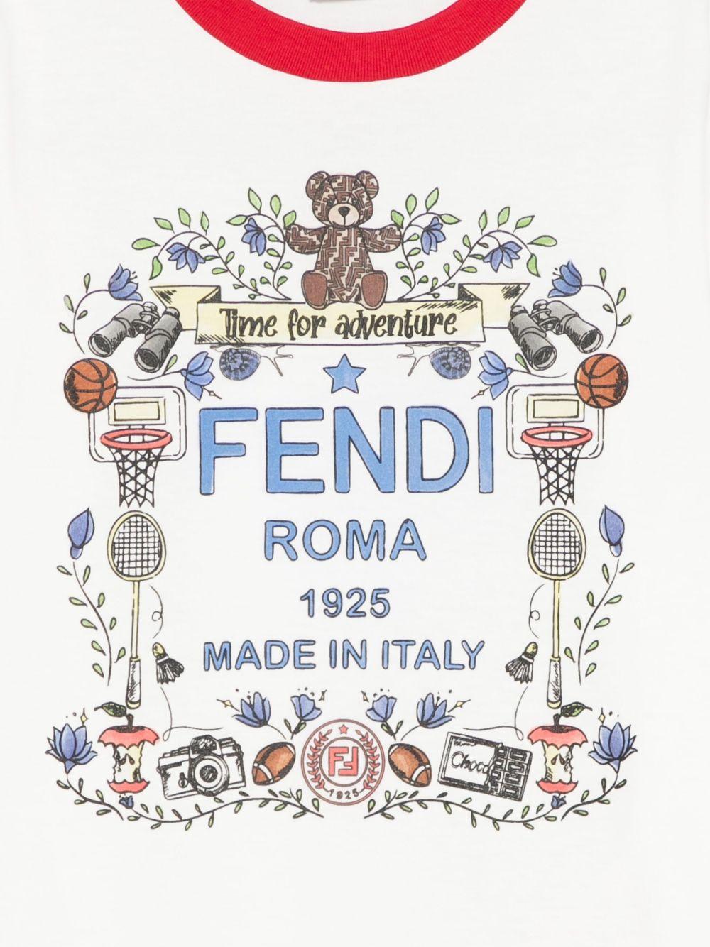 T-shirt per bambino Fendi Kids bianco con stampa grafica - Rubino Kids