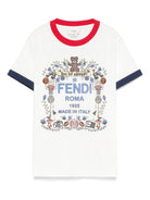 T-shirt per bambino Fendi Kids bianco con stampa grafica - Rubino Kids