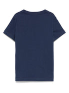 T-shirt per bambino Fendi Kids blu con logo decorato a fiori - Rubino Kids