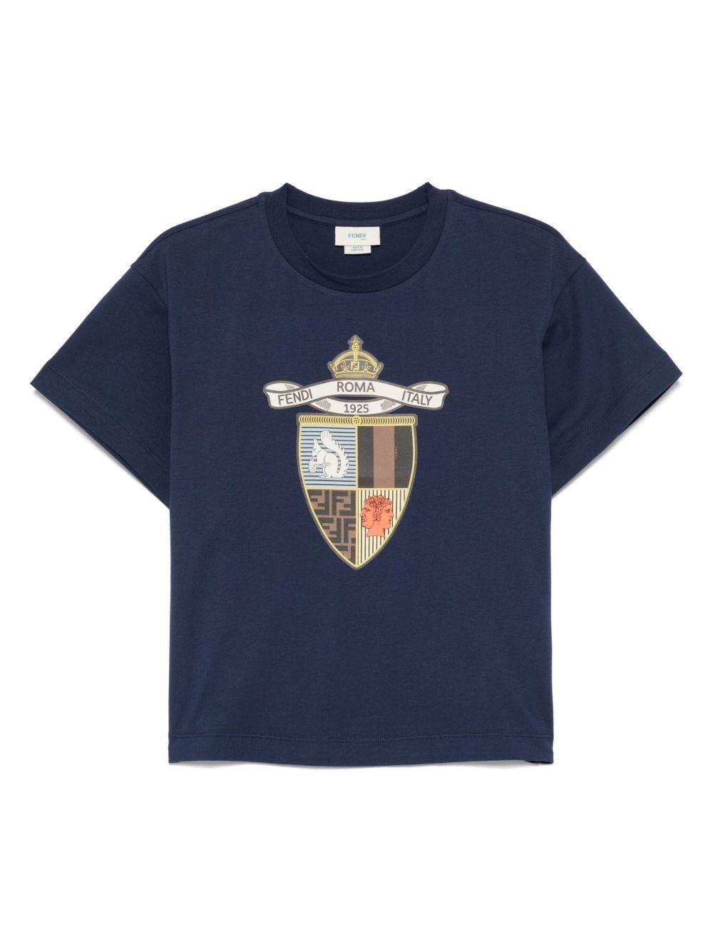 T-shirt per bambino Fendi Kids blu con stampa - Rubino Kids