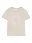 T-shirt per bambino Givenchy Kids beige con stampa logo - Rubino Kids