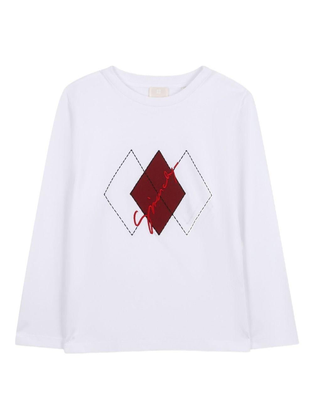 T-shirt per bambino Givenchy Kids bianca con stampa a rombi - Rubino Kids