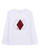 T-shirt per bambino Givenchy Kids bianca con stampa a rombi - Rubino Kids