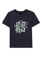 T-shirt per bambino Givenchy Kids blu con stampa serpente frontale - Rubino Kids