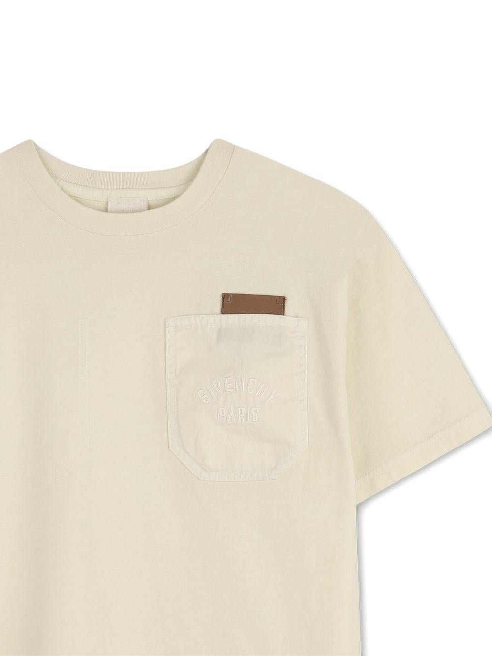 T-shirt per bambino Givenchy Kids color crema con taschino - Rubino Kids