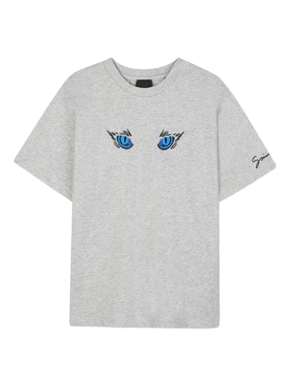 T-shirt per bambino Givenchy Kids grigia con motivo evil eye - Rubino Kids