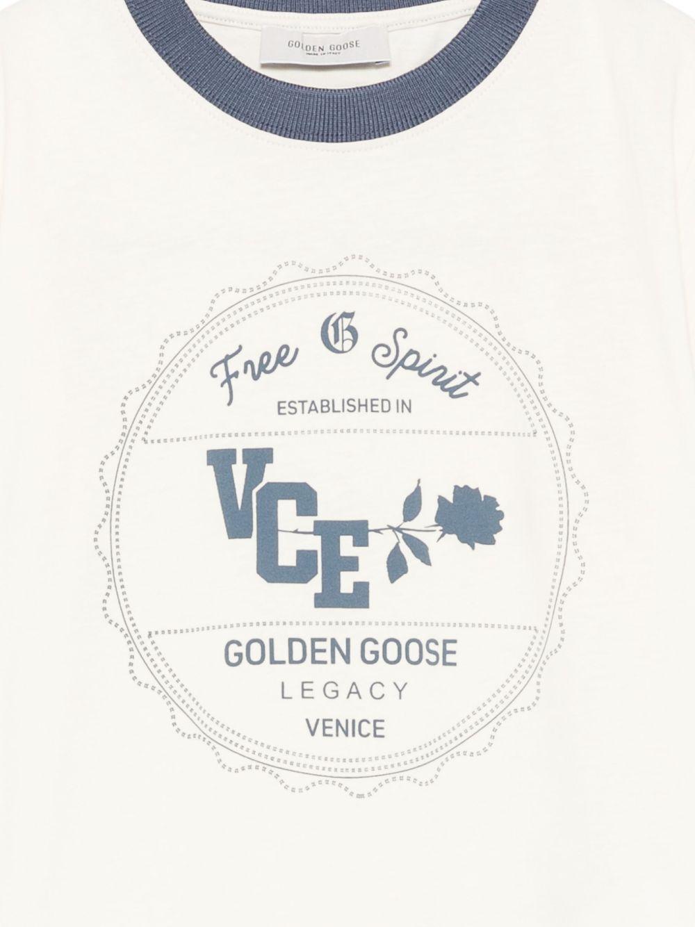 T-shirt per bambino Golden Goose Kids bianca con logo sul davanti - Rubino Kids