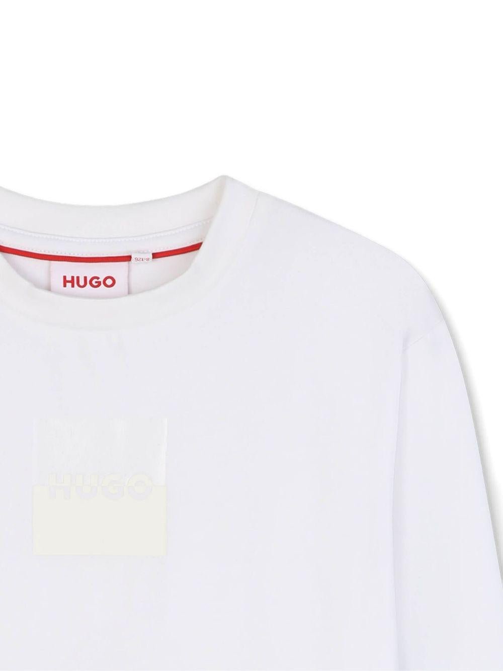 T-shirt per bambino Hugo Kids bianca con dettaglio logo stampato - Rubino Kids