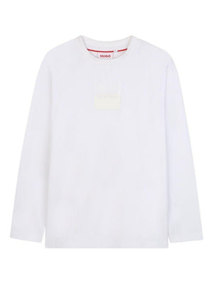 T-shirt per bambino Hugo Kids bianca con dettaglio logo stampato