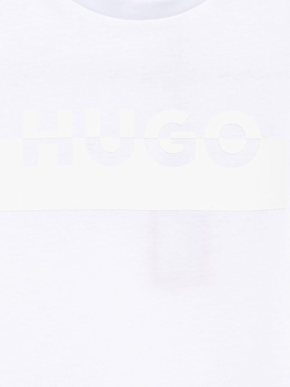 T-shirt per bambino Hugo Kids bianca con logo sul davanti - Rubino Kids