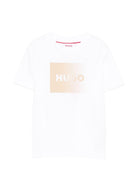 T-shirt per bambino Hugo Kids bianca con logo sul davanti - Rubino Kids