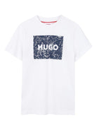 T-shirt per bambino Hugo Kids bianca con logo sul davanti - Rubino Kids
