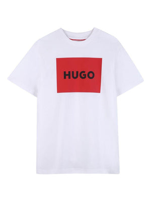 T-shirt per bambino Hugo Kids bianca con stampa con logo