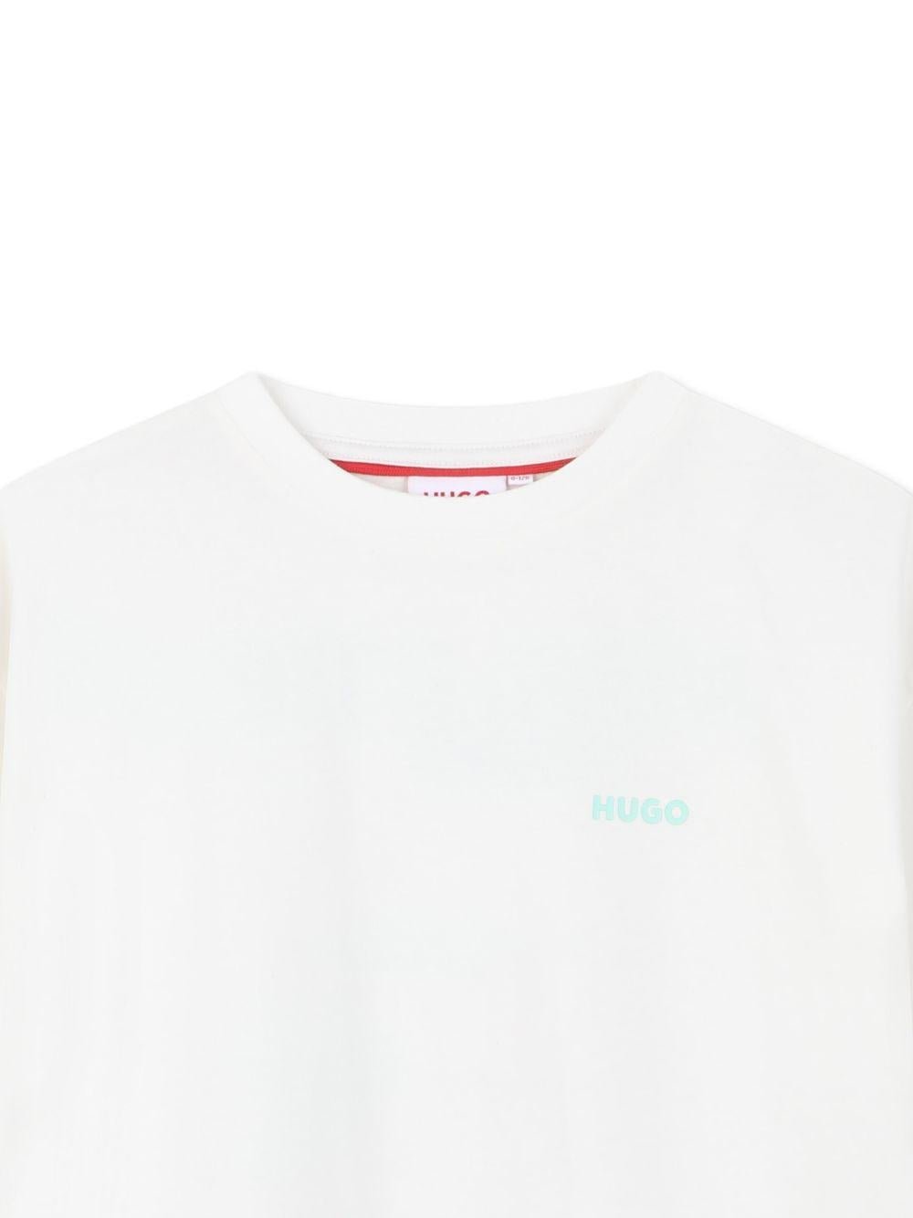 T-shirt per bambino Hugo Kids bianca con stampa grafica sul retro - Rubino Kids