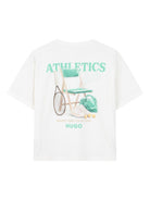 T-shirt per bambino Hugo Kids bianca con stampa grafica sul retro - Rubino Kids