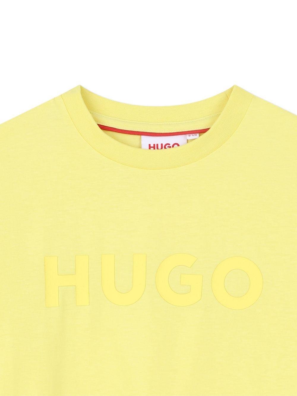 T-shirt per bambino Hugo Kids gialla con logo goffrato - Rubino Kids