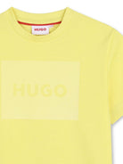 T-shirt per bambino Hugo Kids gialla con logo sul davanti - Rubino Kids