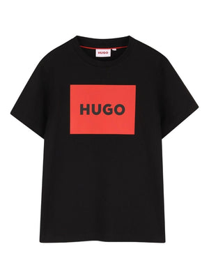 T-shirt per bambino Hugo Kids nera con dettaglio logo
