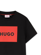 T-shirt per bambino Hugo Kids nera con dettaglio logo - Rubino Kids