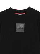 T-shirt per bambino Hugo Kids nera con placca con logo - Rubino Kids