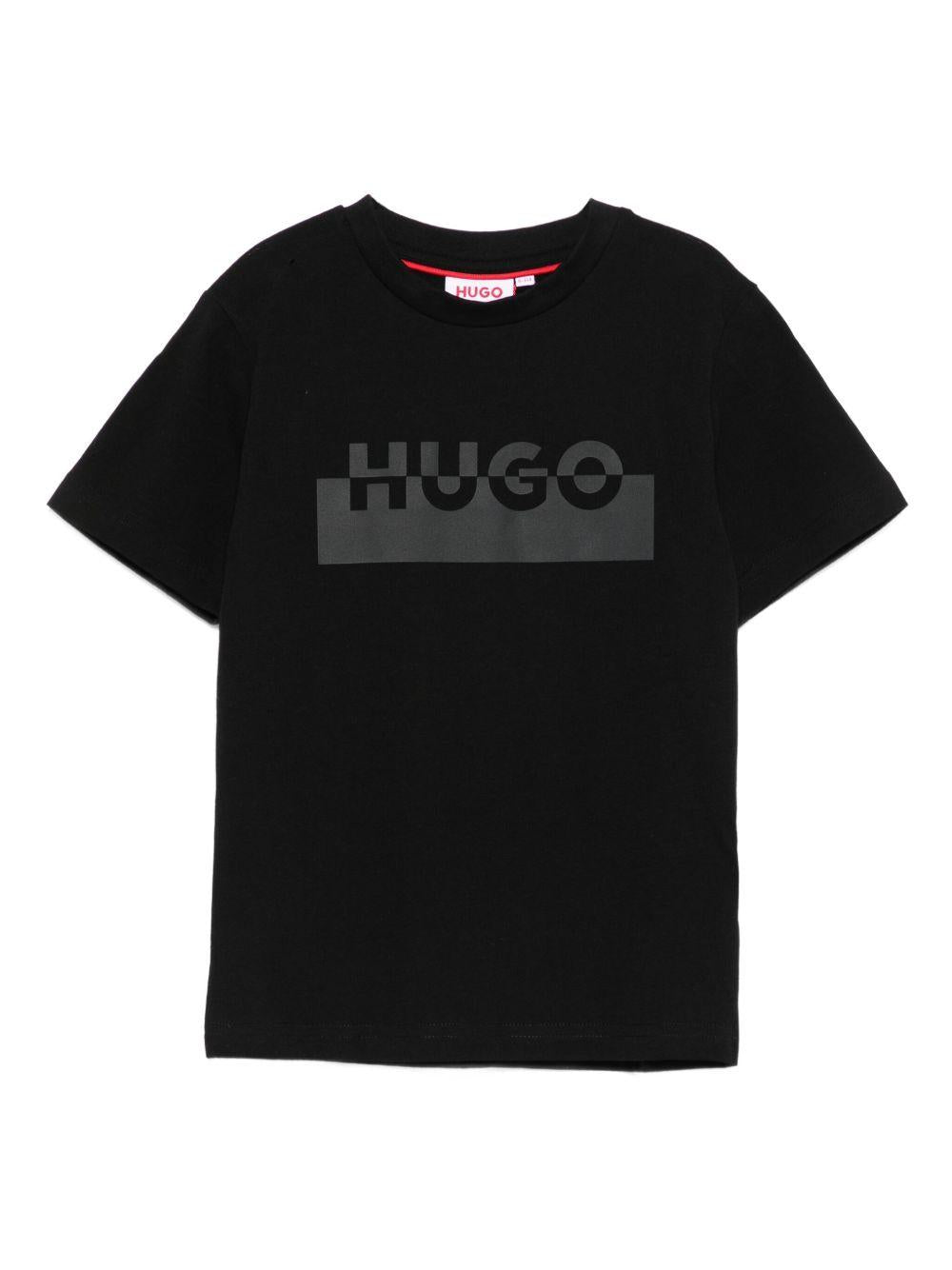 T-shirt per bambino Hugo Kids nera con stampa grafica - Rubino Kids