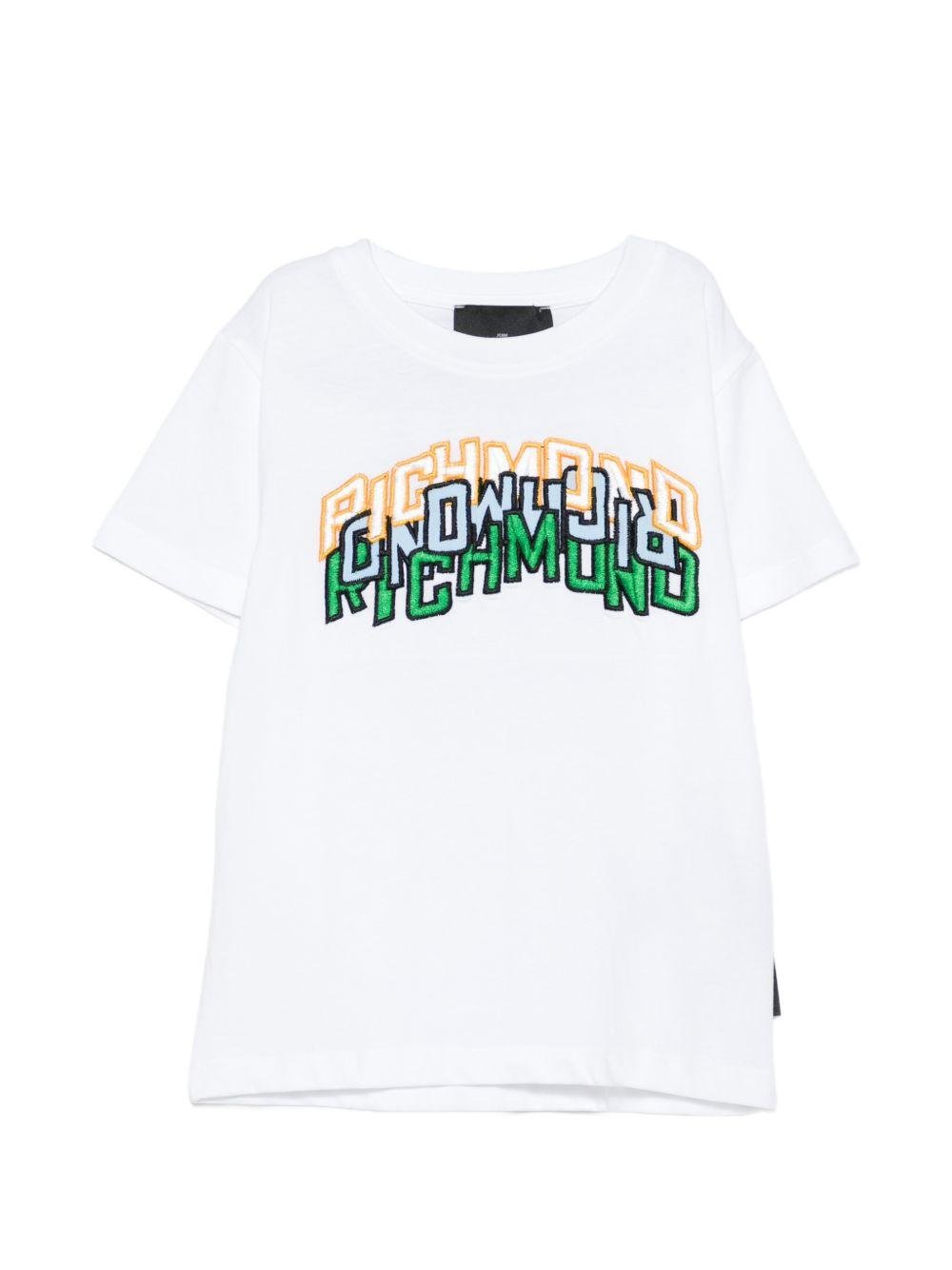 T-shirt per bambino John Richmond Junior bianca con dettaglio logo - Rubino Kids