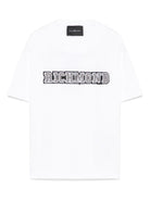 T-shirt per bambino John Richmond Junior bianco con applicazione frontale con logo - Rubino Kids