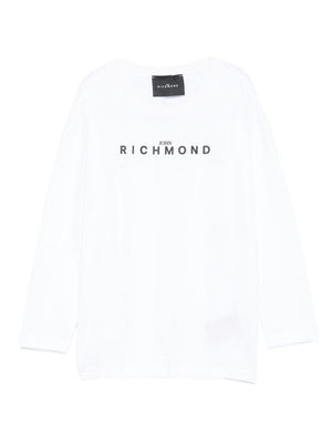 T-shirt per bambino John Richmond Junior bianco con dettaglio logo