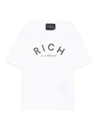 T-shirt per bambino John Richmond Junior bianco con logo a contrasto - Rubino Kids