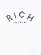 T-shirt per bambino John Richmond Junior bianco con logo a contrasto - Rubino Kids