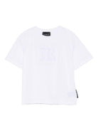 T-shirt per bambino John Richmond Junior bianco con logo in rilievo - Rubino Kids