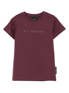 T-shirt per bambino John Richmond Junior bordeaux con logo in rilievo - Rubino Kids